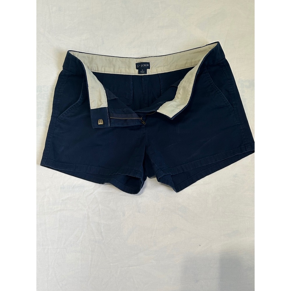 J. Crew Navy Blue Chino Shorts Women‎ 6 Cotton Mid Rise 3 Inch Inseam Casual